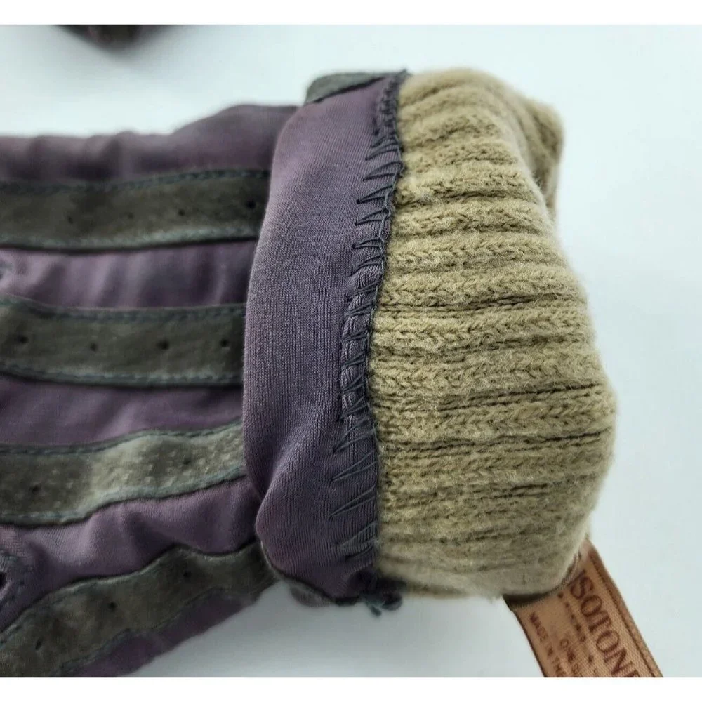 VTG Women's Isotoner Gray Classic Lined Driving Gloves‎ One Size Nylon Blend